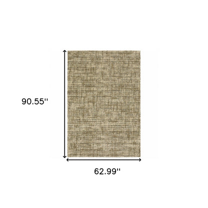 5' X 8' Beige Brown Tan And Blue Green Abstract Power Loom Stain Resistant Area Rug