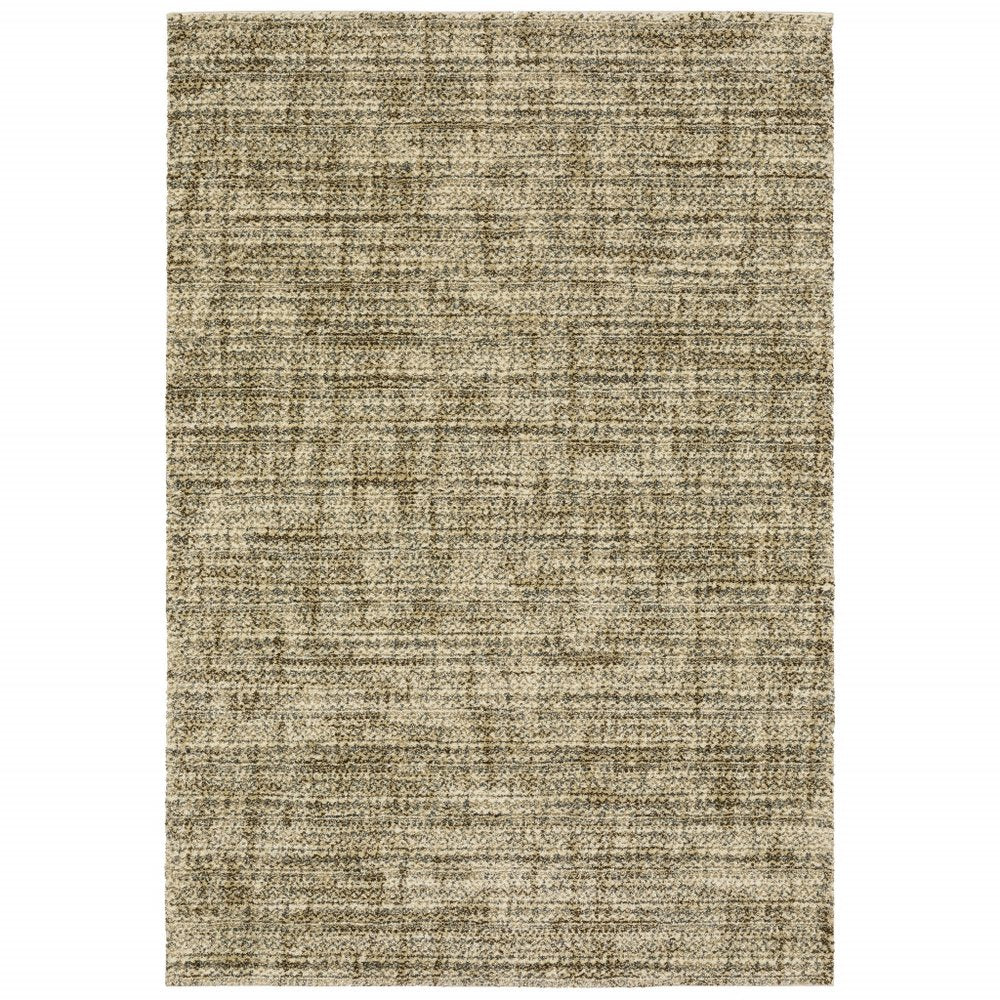 5' X 8' Beige Brown Tan And Blue Green Abstract Power Loom Stain Resistant Area Rug