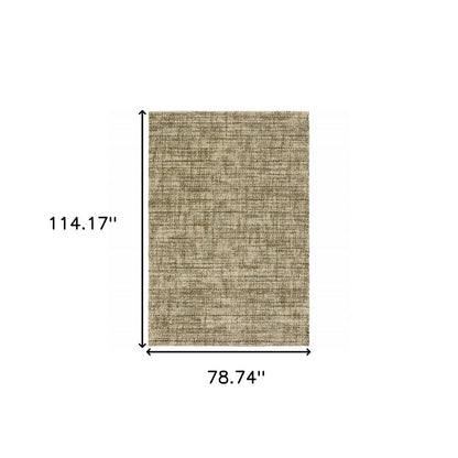 6' X 9' Beige Brown Tan And Blue Green Abstract Power Loom Stain Resistant Area Rug