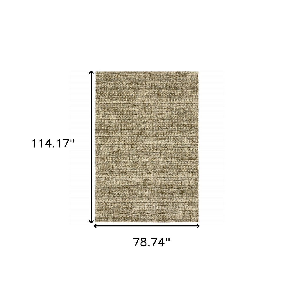 6' X 9' Beige Brown Tan And Blue Green Abstract Power Loom Stain Resistant Area Rug