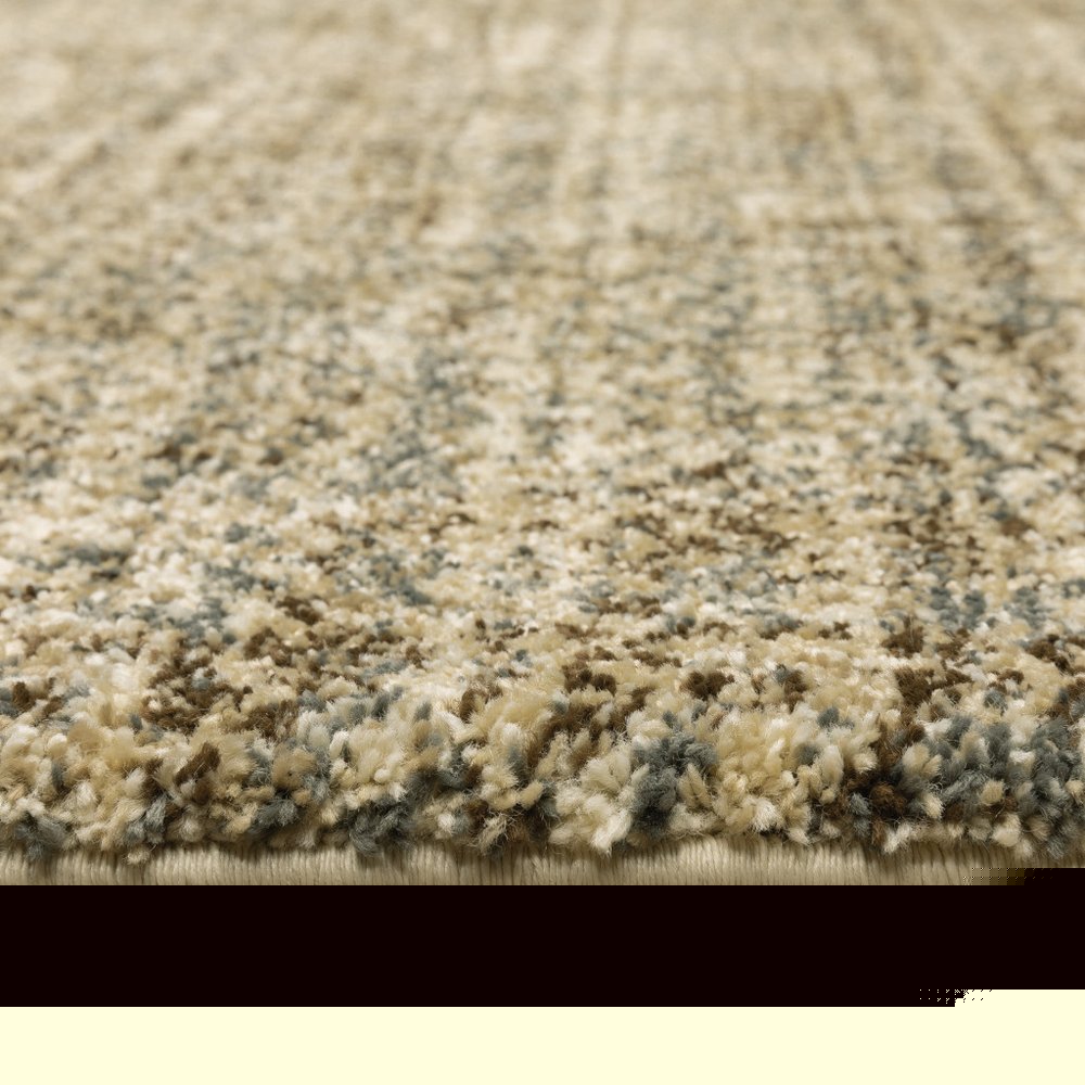 6' X 9' Beige Brown Tan And Blue Green Abstract Power Loom Stain Resistant Area Rug