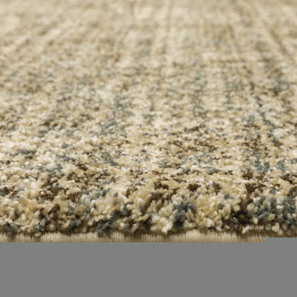 6' X 9' Beige Brown Tan And Blue Green Abstract Power Loom Stain Resistant Area Rug