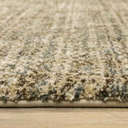 6' X 9' Beige Brown Tan And Blue Green Abstract Power Loom Stain Resistant Area Rug