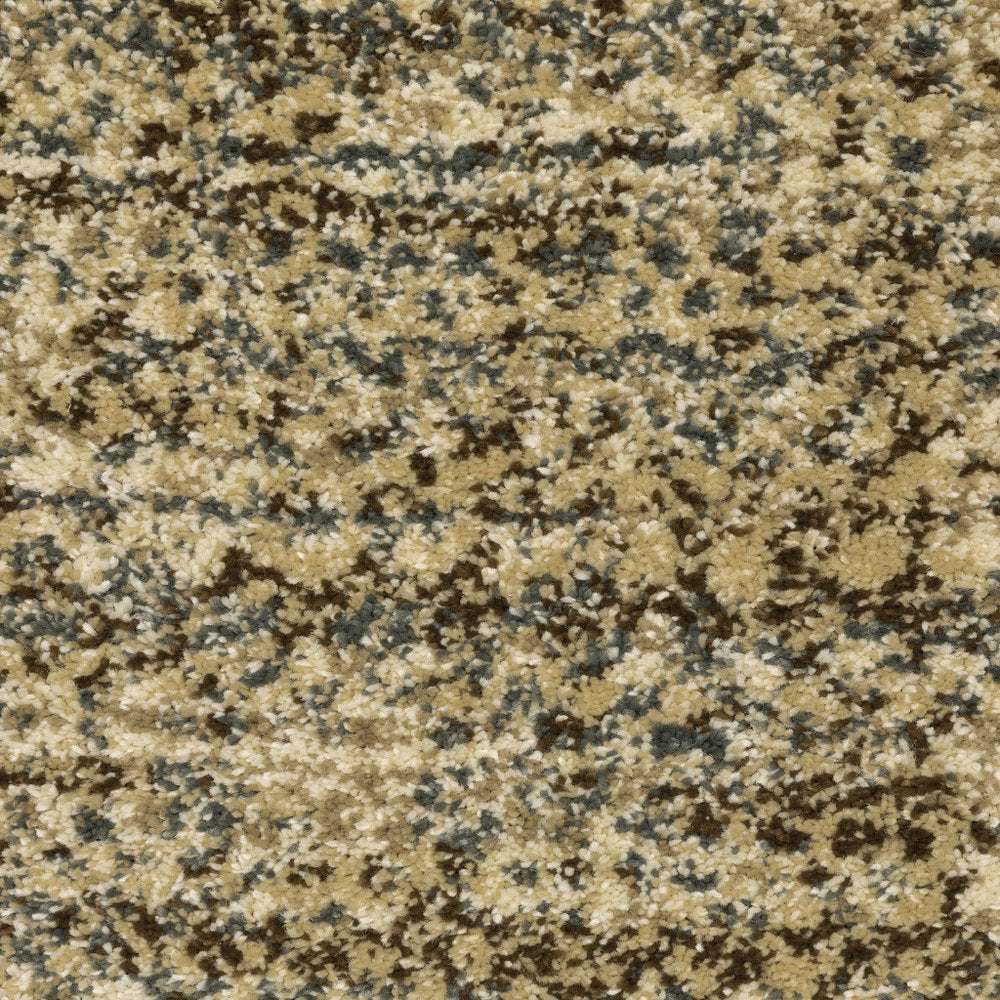 8' X 11' Beige Brown Tan And Blue Green Abstract Power Loom Stain Resistant Area Rug