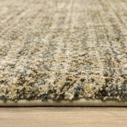 10' X 13' Beige Brown Tan And Blue Green Abstract Power Loom Stain Resistant Area Rug