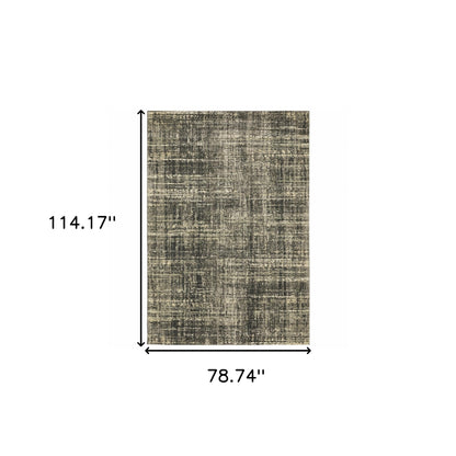 6' X 9' Charcoal Grey Beige And Tan Abstract Power Loom Stain Resistant Area Rug