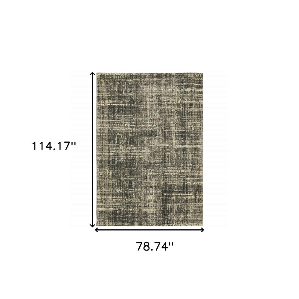 6' X 9' Charcoal Grey Beige And Tan Abstract Power Loom Stain Resistant Area Rug