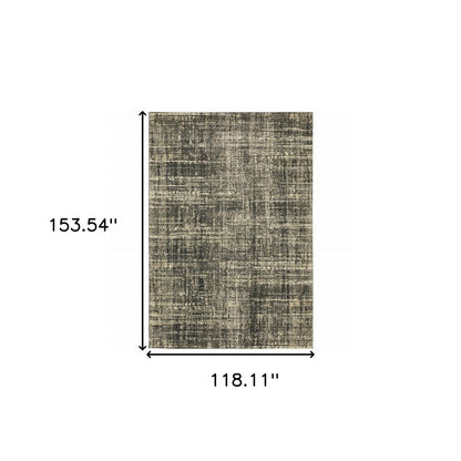 10' X 13' Charcoal Grey Beige And Tan Abstract Power Loom Stain Resistant Area Rug