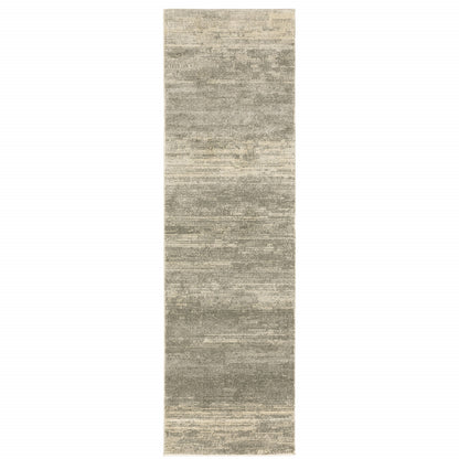 2' X 8' Grey Beige And Tan Abstract Power Loom Stain Resistant Runner Rug