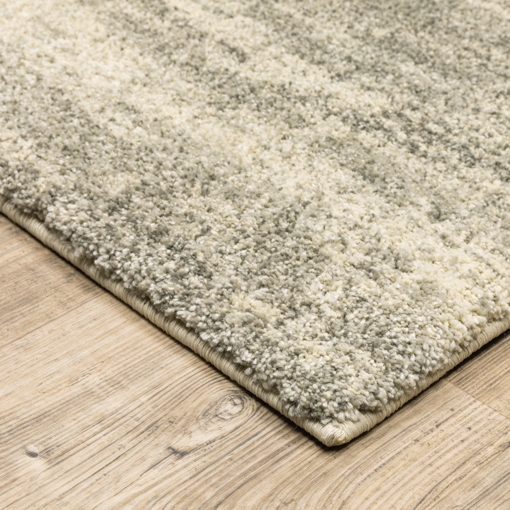 2' X 8' Grey Beige And Tan Abstract Power Loom Stain Resistant Runner Rug