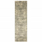 2' X 8' Grey Ivory Beige And Taupe Oriental Power Loom Stain Resistant Runner Rug