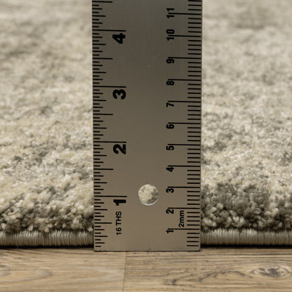2' X 8' Grey Ivory Beige And Taupe Oriental Power Loom Stain Resistant Runner Rug