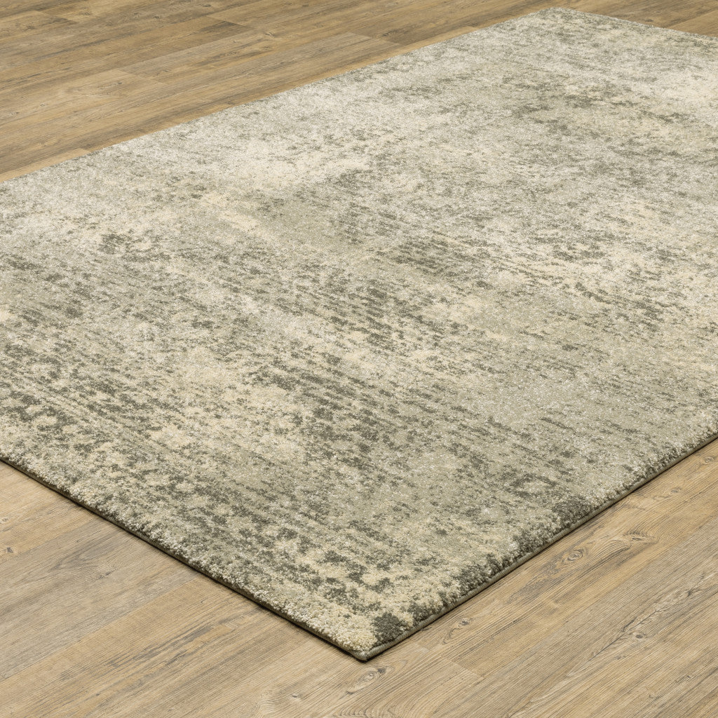 8' X 11' Grey Ivory Beige And Taupe Oriental Power Loom Stain Resistant Area Rug