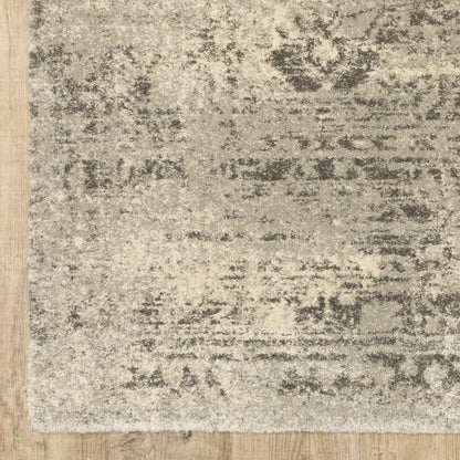 8' X 11' Grey Ivory Beige And Taupe Oriental Power Loom Stain Resistant Area Rug