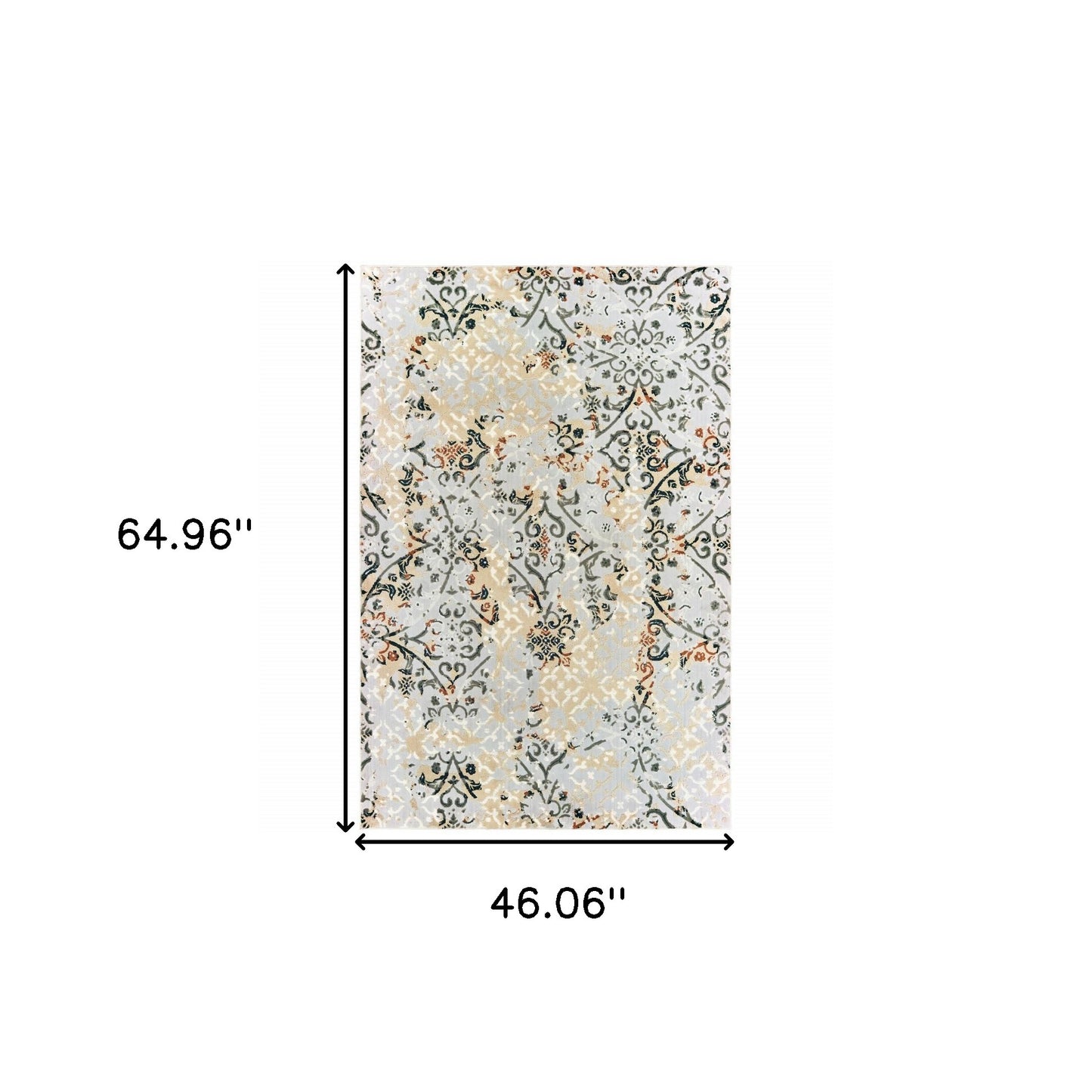 4' X 6' Grey And Gold Abstract Power Loom Stain Resistant Area Rug