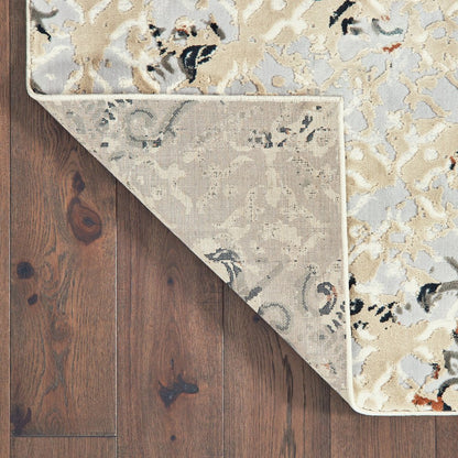 7' X 10' Gray And Gold Abstract Distressed Area Rug