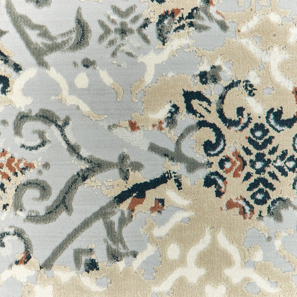 8' X 11' Gray And Gold Abstract Distressed Area Rug