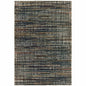 7' X 10' Black And Navy Blue Abstract Area Rug