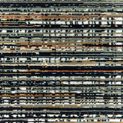 7' X 10' Black And Navy Blue Abstract Area Rug