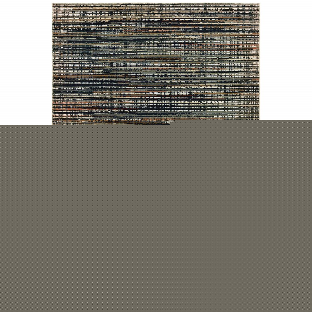 8' X 11' Black And Navy Blue Abstract Area Rug