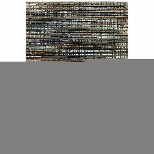 8' X 11' Black And Navy Blue Abstract Area Rug