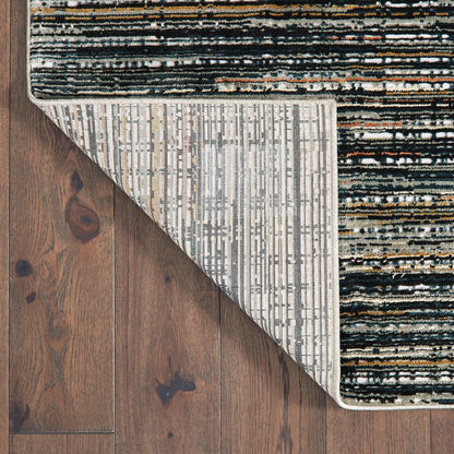8' X 11' Black And Navy Blue Abstract Area Rug