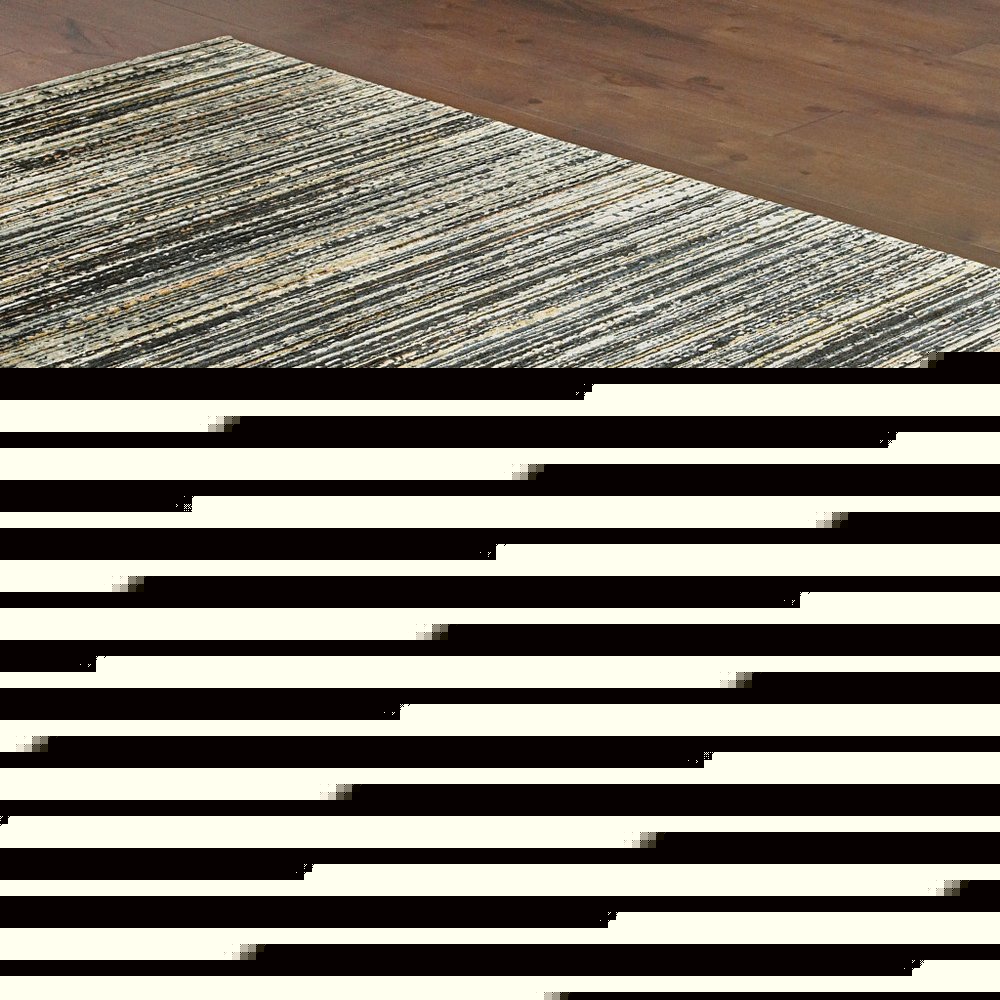 10' X 13' Black Navy Gold Ivory And Blush Abstract Power Loom Stain Resistant Area Rug