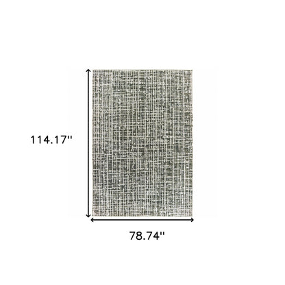 6' X 9' Grey And Ivory Abstract Power Loom Stain Resistant Area Rug