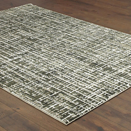 8' X 11' Gray And Ivory Abstract Area Rug