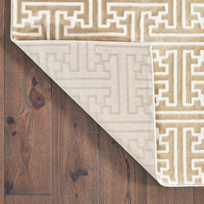 4' X 6' Gold And Ivory Geometric Area Rug