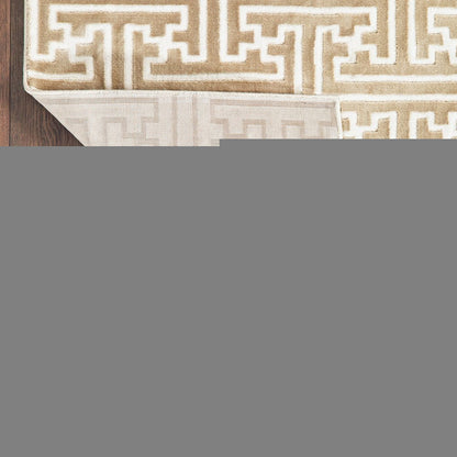 8' X 11' Gold And Ivory Geometric Area Rug
