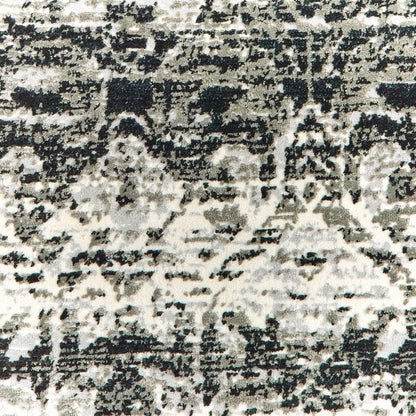 7' X 10' Gray And Ivory Geometric Distressed Area Rug