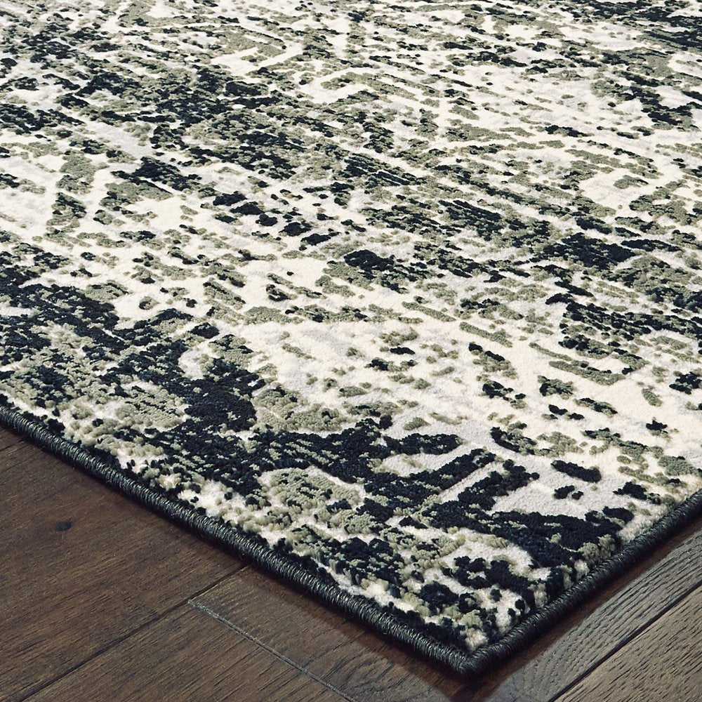 8' X 11' Gray And Ivory Geometric Distressed Area Rug