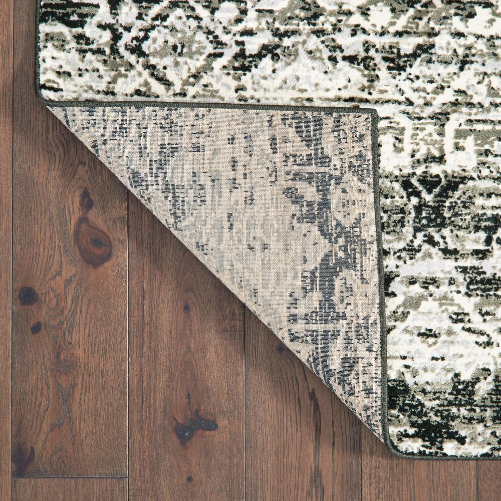 8' X 11' Gray And Ivory Geometric Distressed Area Rug