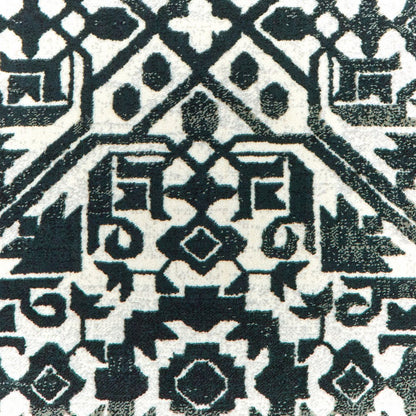 7' X 10' Navy Blue And Ivory Geometric Distressed Area Rug