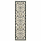 2' X 8' Ivory Navy And Gold Oriental Power Loom Stain Resistant Runner Rug