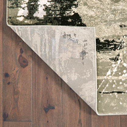 8' Black And Gold Abstract Runner Rug