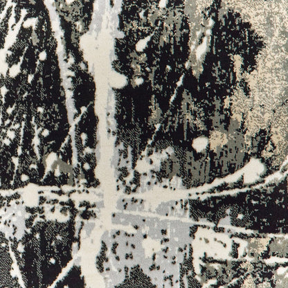 4' X 6' Black Gold Grey And Ivory Abstract Power Loom Stain Resistant Area Rug