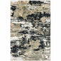 7' X 10' Black And Gold Abstract Area Rug