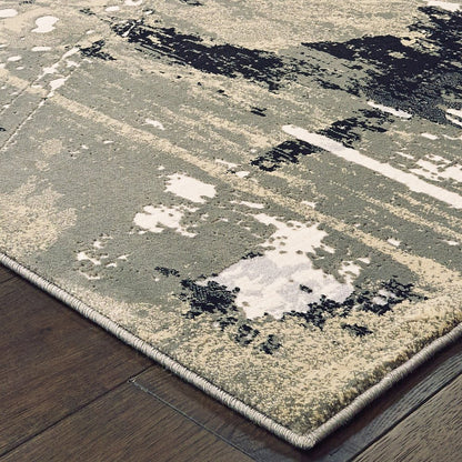 8' X 11' Black And Gold Abstract Area Rug