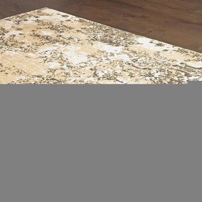 5' X 8' Grey And Gold Abstract Power Loom Stain Resistant Area Rug