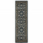 2' X 8' Navy Caramel And Ivory Oriental Power Loom Stain Resistant Runner Rug