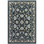 5' X 8' Navy Caramel And Ivory Oriental Power Loom Stain Resistant Area Rug