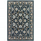 5' X 8' Navy Caramel And Ivory Oriental Power Loom Stain Resistant Area Rug