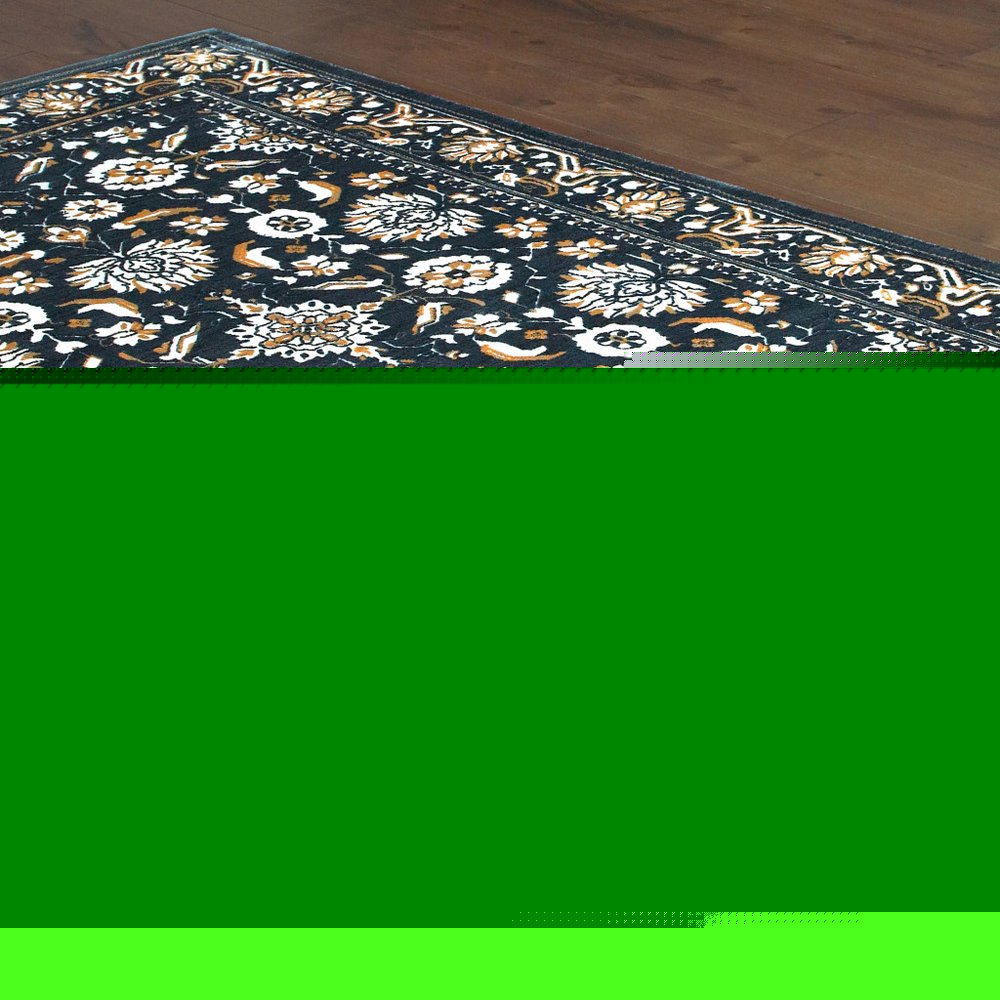 7' X 10' Navy Blue And Gold Oriental Area Rug