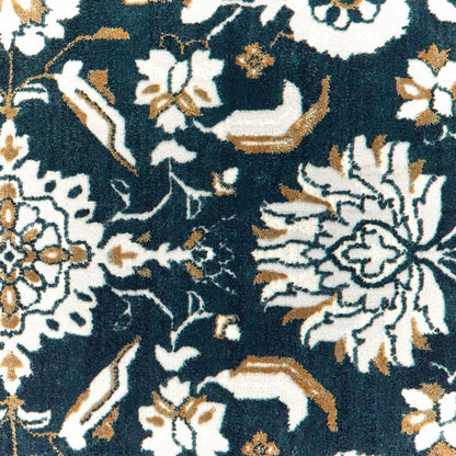 10' X 13' Navy Blue And Gold Oriental Area Rug