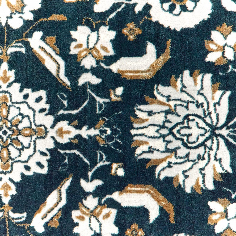 10' X 13' Navy Blue And Gold Oriental Area Rug