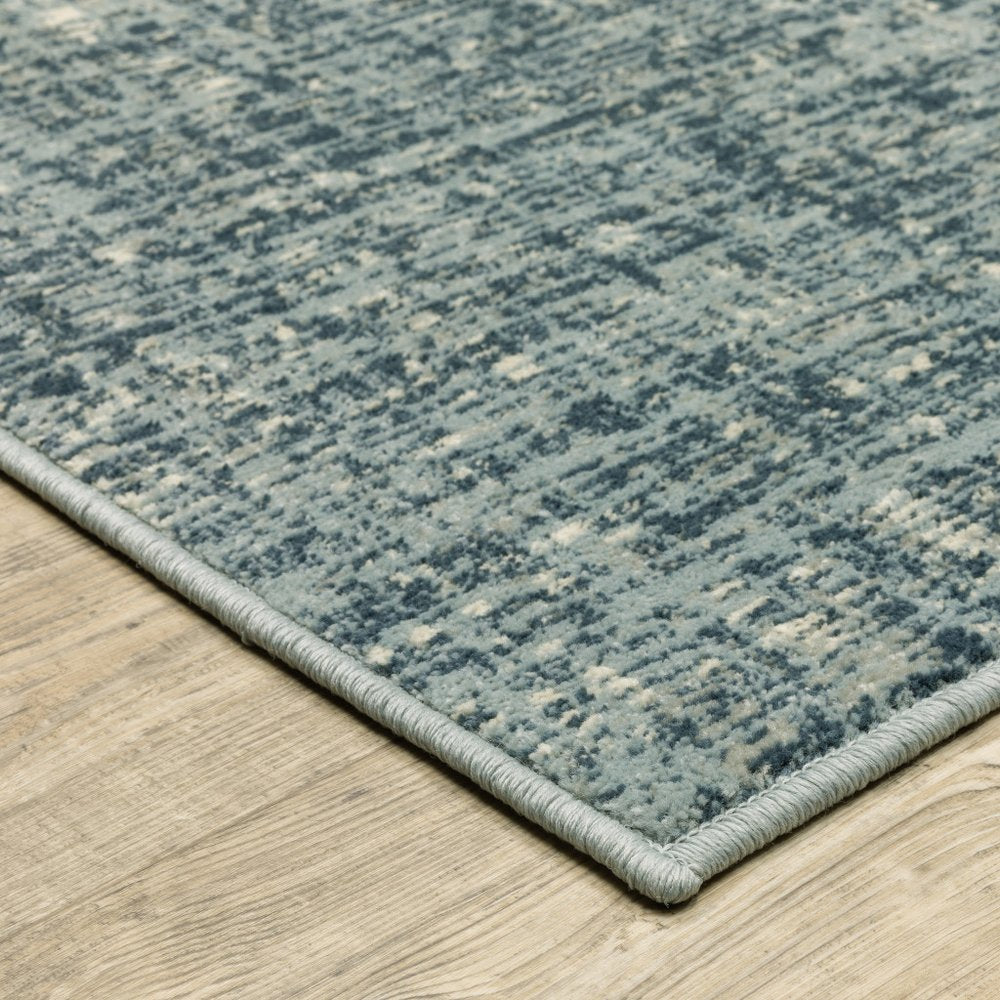 3' X 5' Dark Blue Light Blue Grey Ivory And Beige Abstract Power Loom Stain Resistant Area Rug
