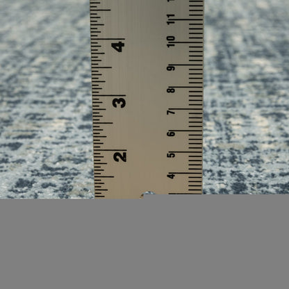 3' X 5' Dark Blue Light Blue Grey Ivory And Beige Abstract Power Loom Stain Resistant Area Rug