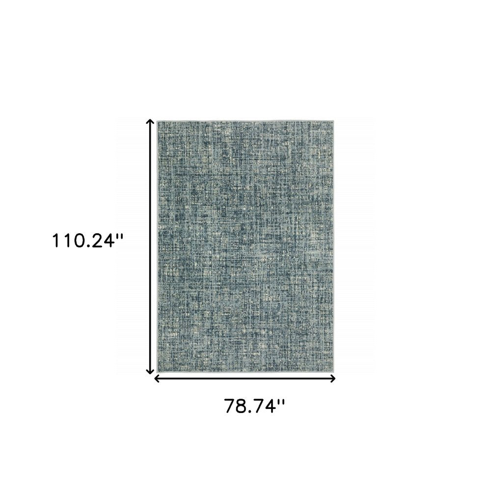 7' X 9' Blue And Beige Abstract Area Rug